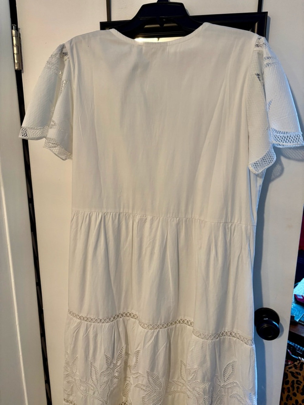 Chico's White Eyelet Embroidered Tiered Maxi Dress Size 2 Large - Picture 3 of 7